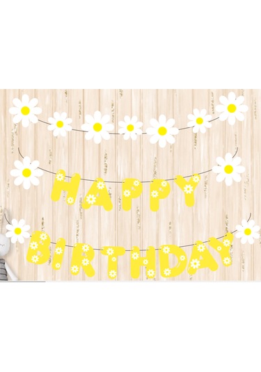 25 Parça Papatya Daisy Konsept Temalı Happy Birthday İyiki Doğdun