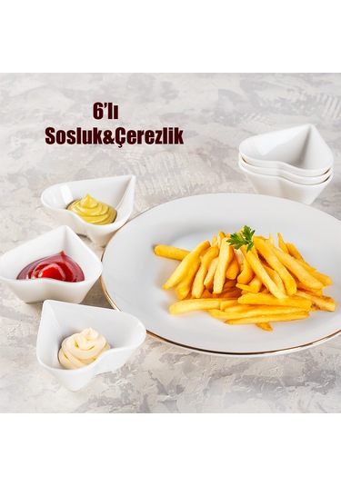 Porsima Bone 15689 6lı Kalpli Kase Seti Mini Sosluk Çerezlik Kase
