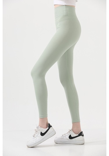 Kadın Fitilli Yüksek Bel Toparlayıcı Tayt Mint Kadın Fitilli Yüksek Bel Toparlayıcı Tayt Mint