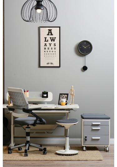 Vega Standart Yükseklik Ve Eğim Ayarlı, Çekmeceli Bilgisayar Masası, Ofis Ve Çalışma Masası Gri Gri