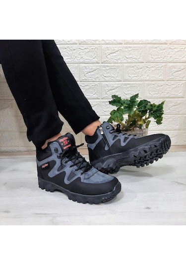 Sky Blue Mavi 0050 Fermuarlı Bağacaklı Kaymaz Erkek Bot 001