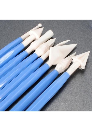 Sarı 8 Adet Çiçek Fondan Kalem Hafif Çikolata Kalıp Düz Renk Dıy Desen Fondan Kesici Kalem Basit Çift Kafalı Gıda Sınıfı