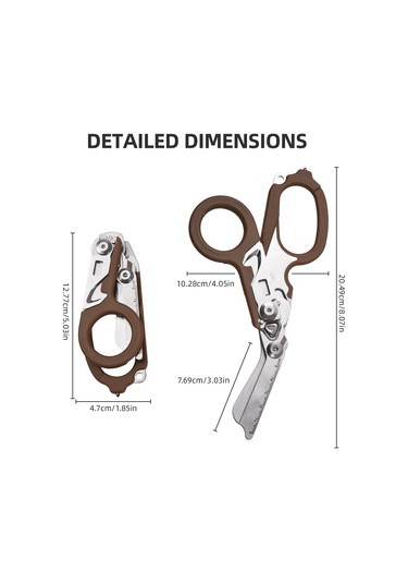 Hfambition Kahverengi Çok İşlevli Çakı Pense, Taşra Kampı İçin Gerekli, Katlanabilir Makas, Cam Kırıcı, Açıcı Ve Ölçü Cihazı