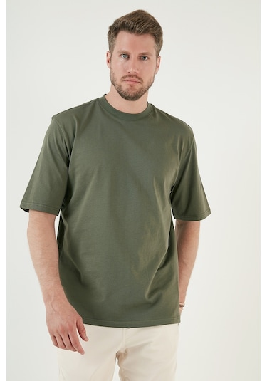 Buratti Pamuklu Oversize Bisiklet Yaka Basic Erkek T Shirt 5902365 Haki