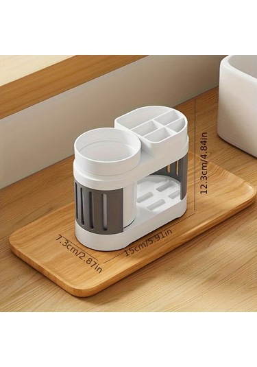 Elmpaly 1 Set Modern Plastik Diş Fırçası Tutucu Beyaz Tekli Bardaklı Yer Montajı Banyo Saklama Kutusu 1