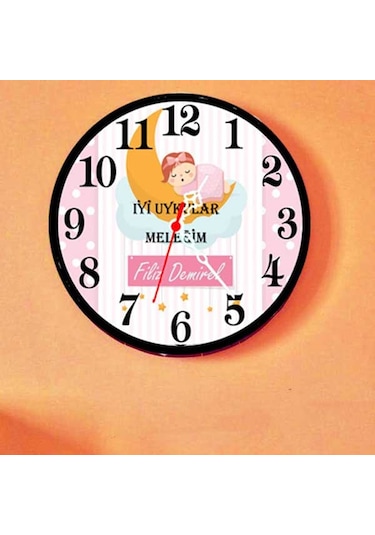Çocuklara-Bebeklere Özel Iyi Uykular Yazılı Fotoğraflı Duvar Saat