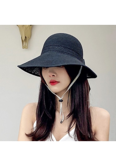 Kişiye Özel Dokuma Şapka Yumuşak Ve Hafif Geniş Kenarlı Yazlık Güneşlik, Doğal Hasır Malzeme İle Rahat Ve Şık Tasarım Gri