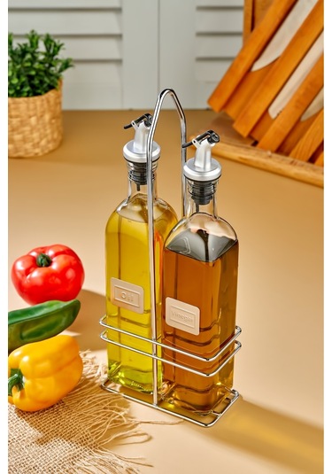 Cooker 2'li 500 Ml Cam Yağdanlık Sosluk Baharatlık Seti Şeffaf