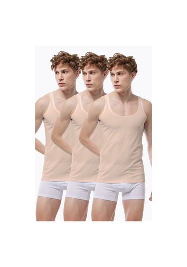 Malabadi Görünmez Atlet Erkek 3 Adet Ten Rengi Ince Askılı Iz Yapmayan Modal Atlet 3m013 Ten Rengi