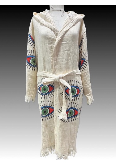 Kadın Müslin Bornoz %100 Pamuk Kırmızı