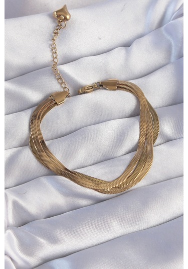 Ezoconcept 316l Çelik Gold Renk İtalyan Zincir Model Çoklu Bileklik 001