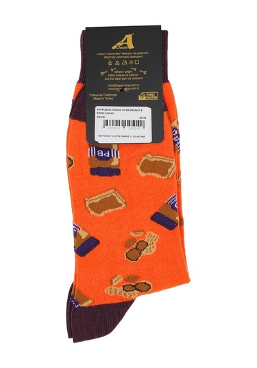 A Classe Fıstık Ezmesi Desenli Turuncu Erkek Çorap Turuncu