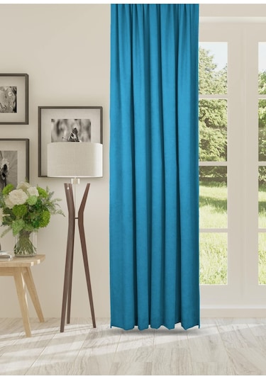 Cheap's Home Petek Dokulu Kadife Dokuma Düz Dikiş Ekstrafor Büzgü Fon Perde Petrol