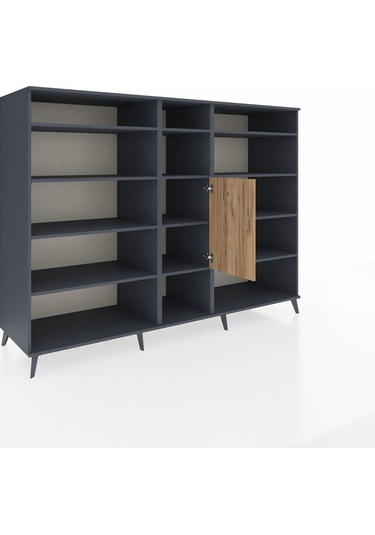 Kronos Dolap 12 Raflı Tek Kapaklı 220x59x163 Antrasit-çam/antras Antrasit-çam/antrasit