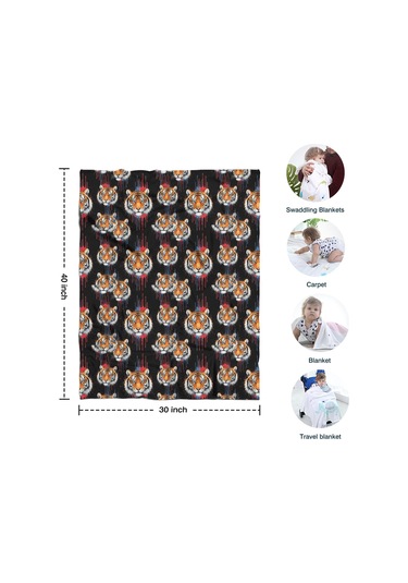 Kaplan Desenli 30x40 Flanel Polar Battaniye, Yumuşak Ve Rahat-a6 Tiger Graffiti Black