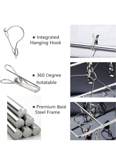 Çorap Kurutma Askısı, Çorap, İç Çamaşırı, Giysi Ve Havlular İçin 36 Rüzgar Geçirmez Paslanmaz Çelik Çamaşır Mandalı Askılı Çamaşır Kurutma Makinesi Diğer