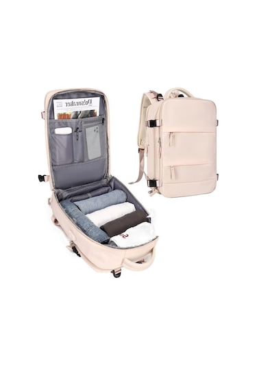Relaxed Seyahat Sırt Çantası Çok Bölmeli Sırt Çantası -bej Bej - Bej