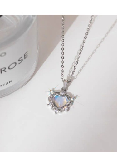 316l Çelik Zincir Gümüş Renk Kalp Model Kadın Kolye