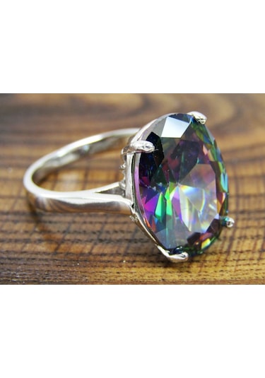 Mistik Topaz Oval Taşlı Kadın Yüzük