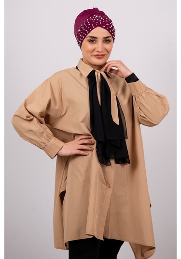 Şarabi Pratik Hazır Geçmeli Tesettür Bone Sandy Kumaş Taşlı 1456_ Çok Renkli
