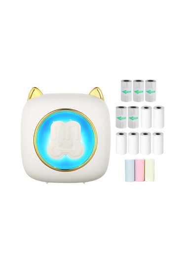 Yunboo C23 Beyaz Termal Etiket Yazıcı - Bluetooth, 203dpi, 1200mah Pil - 6 Adet Termal +5 Yapışkan +3 Renkli Kağıt Seti