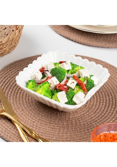 Porsima 1750n Porselen Kase Kare Desenli Derin Salata Kase 16cm