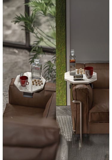 İkili Yan Sehpa Ayarlanabilir Tepsi Sekizgen Efes