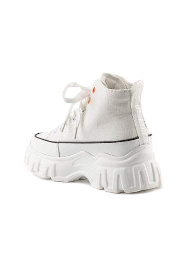 Guja 23k312-1 Kadın Kalın Taban Boğazlı Sneakers Ayakkabı Beyaz