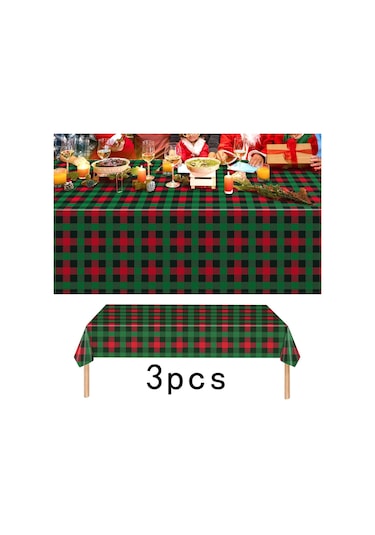 Suntek Yılbaşı Tek Kullanımlık Masa Örtüsü Tatil Su 3 Adet Küçük Kareli