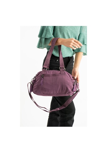 Kadın Omuz Çantası Çapraz Askılı Postacı Bayan Çantası 21 31 Cm Poliamid Hafif Kumaş Kol Çantası Mor