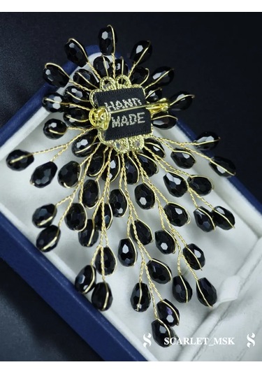 Scarlet Msk Boncuk Siyah Çiçek Broş 227864453 Siyah