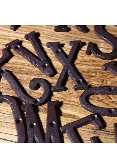 Pazly Zakka Yaratıcı Bakkal Döküm Demir Metal Dijital Harf Ev Numarası Alfabe Sembolü D33-büyük Dijital-4