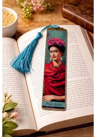Sanatsal Tablo Temalı Metal Kitap Ayracı Frida Kahlo