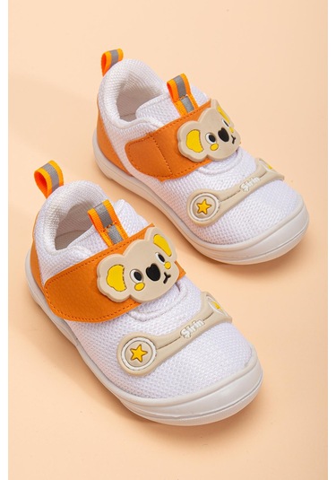 Şirinbebe Ortopedik Erkek Bebek İlkadım Ayakkabı Beyaz Cırtlı Anorak-4052 Beyaz