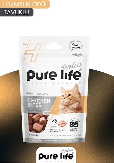 Purelife Plus Tavuklu Lokmalık Kedi Ödül Maması 60gr