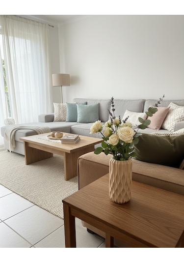 Elana Design Winy Vazo - Modern Tasarımlı Şık Çiçek Vazosu Bej