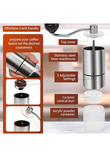 Espresso, French Press İçin Seramik Çapaklı Manuel Kahve Öğütücü, Ev Kullanımı Ve Kamp Seyahati İçin, El Kranklı Kahve Çekirdeği Öğütücüler Siyah