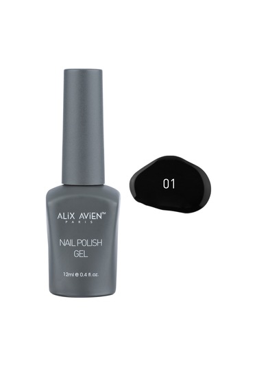 Alix Avien Uv Kalıcı Siyah Jel Oje 01 Gel Polish 12 Ml
