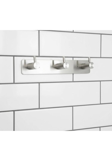 Askılık Yapışkanlı Ve Vidalı Çubuklu Üçlü Krom Krom