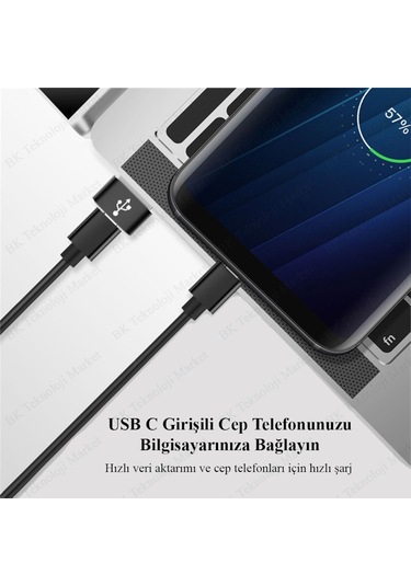 BK Teknoloji USB Erkek To Type-C Dişi Adaptör Şarj Data Çevirici