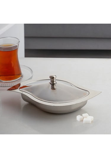 Nehir Gizem Sade 18/10 Çelik Şekerlik-kapaklı Şekerlik 17 X 12cm