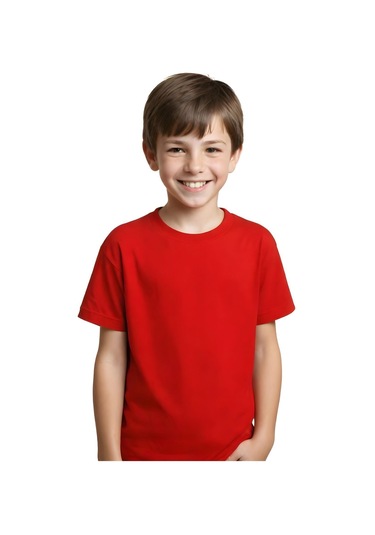 Unisex 3lü Yuvarlak Yaka Çocuk Düz Kısa Kollu T-shirt Çok Renkli