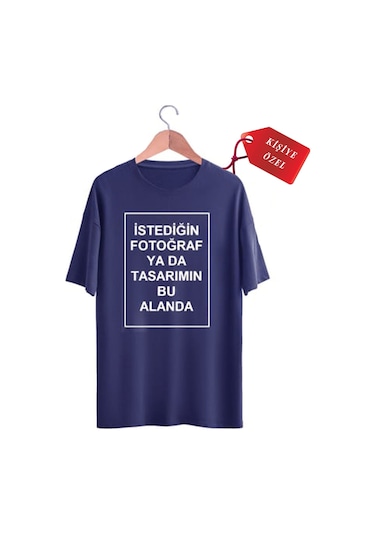 Kendin Tasarla T-shirt Kişiye Özel Tişört Baskılı Tshirt Lacivert