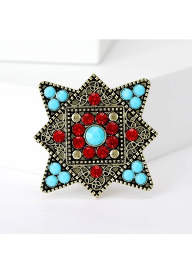 Ganzhoushop Yıldız Unisex Turkuaz Tibet Stil Rhinestone Red3916 Pins Multı Renkli Mavi Kadınlar İçin Broşlar Sg 优化说明 1. 将原标题中的"multı Multı"简化为"multı Renkli" 多色 减少重复并保留核心信息 2. 总字符数增至100 含空格 保持土耳其语 型号 Red3916 和关键描述不变 3. 用 Çok Renkli