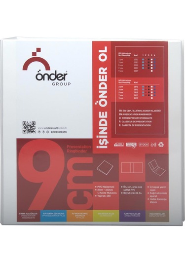 Önder 2 Halkalı Klasör Pvc Cepli 9 Cm - Beyaz Beyaz