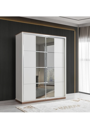 Efsane Sürgülü Aynalı Elbise Dolabı Gardırop 165x60x214