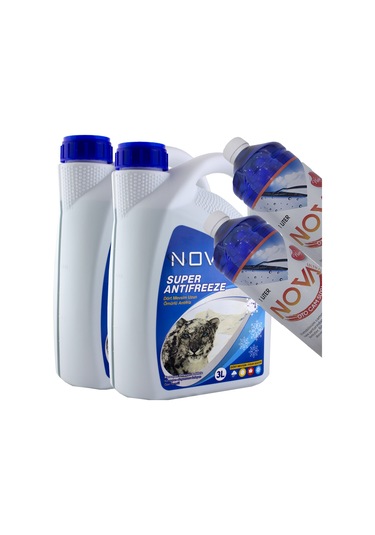 Nova Ultra -25 Derece 3 Litre Yeşil Antifriz 2 Adet + 2 Cam Suyu 1l