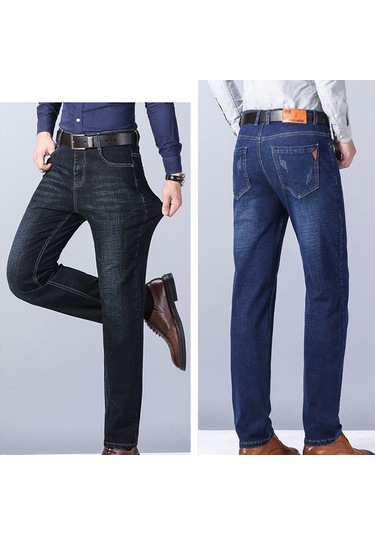 Sones Erkek İş Günlük Giyim Pantolon Streç Bol Düz Paça Pantolon Siyah