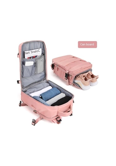 Seyahat Sırt Çantası Çok Bölmeli Sırt Çantası - Pembe