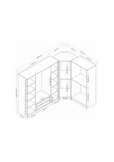 Minar Kale190 7 Kapaklı 2ç Köşe Dolap Beyaz Mebran 210cm Beyaz